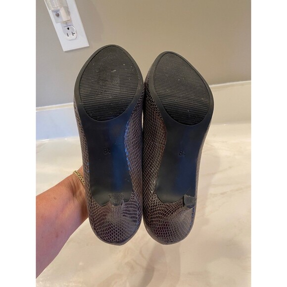 Kelly & Katie Gray Peep Toe Pump High Heels Shoe animal reptile Print Size 8.5 - Picture 7 of 12